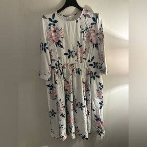 Floral Spring Dress | Women’s 2X | Pink & Navy Floral Dress | Easter Dress